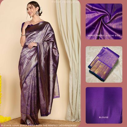 Purple Pure Soft Silk Saree With Engrossing Blouse Piece