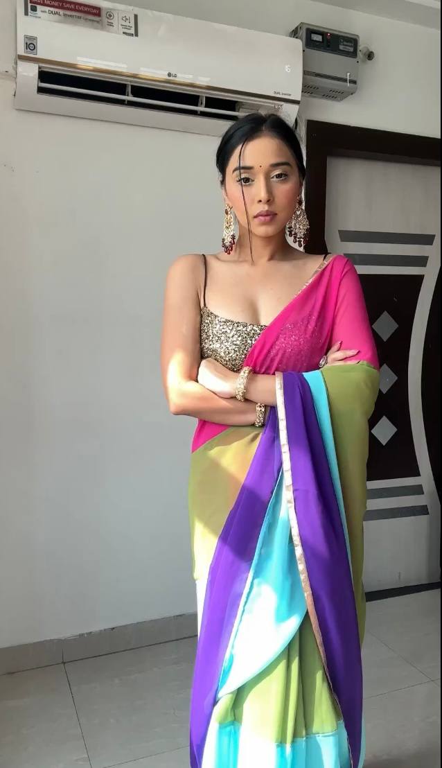 Rainbow Ready to Wear Georgette Saree With Unstitched Blouse Piece