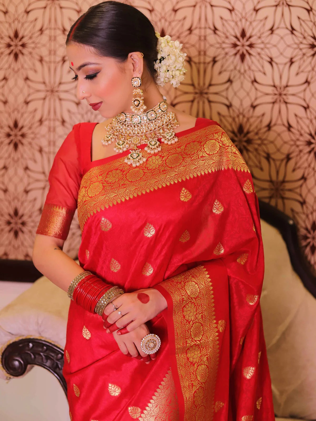 Red Kanjivaram Pure Soft Semi Silk Saree With Unstiched Attractive Blouse Piece