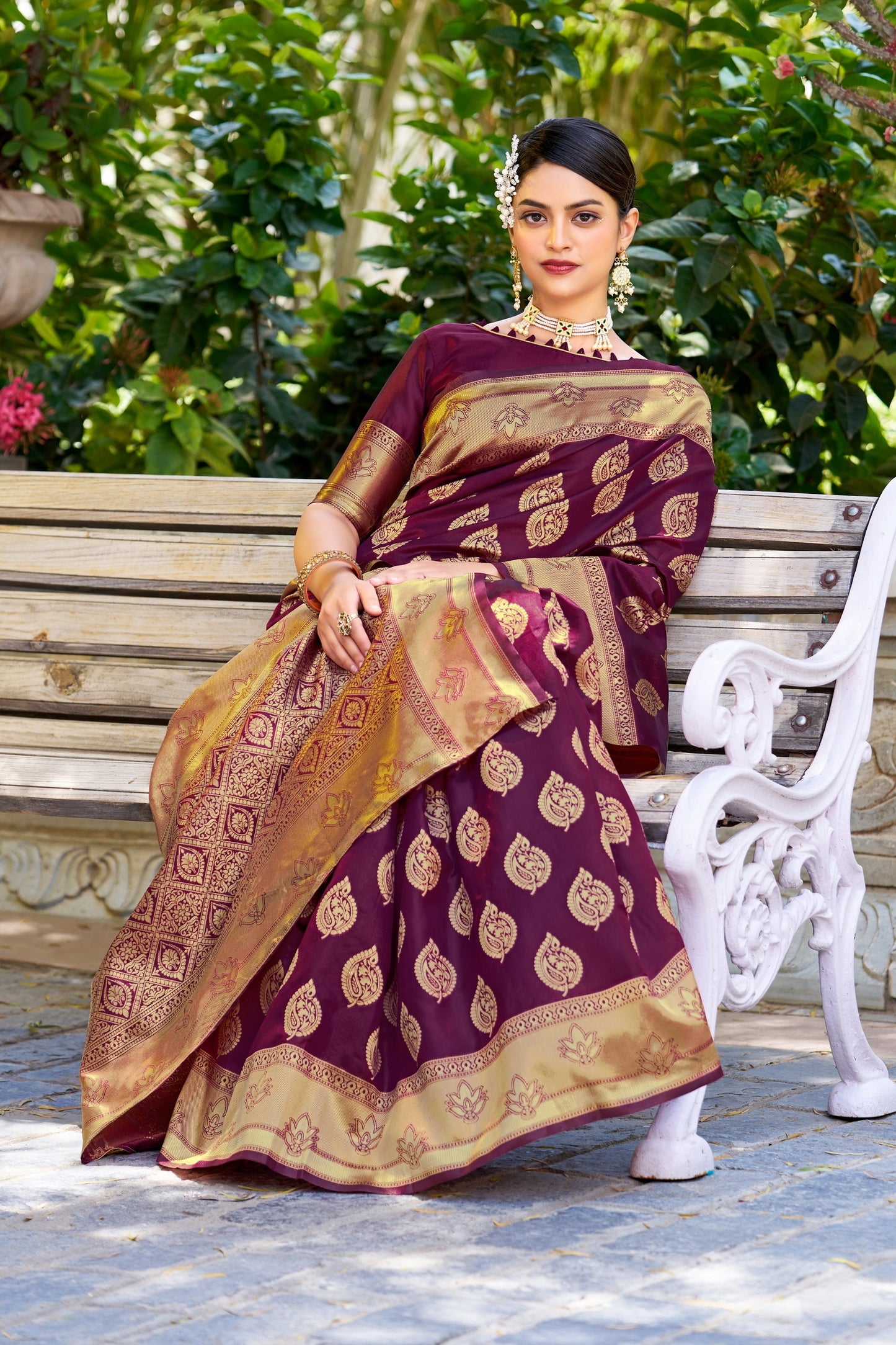 Wine Pure Soft Silk Saree With Engrossing Blouse Piece