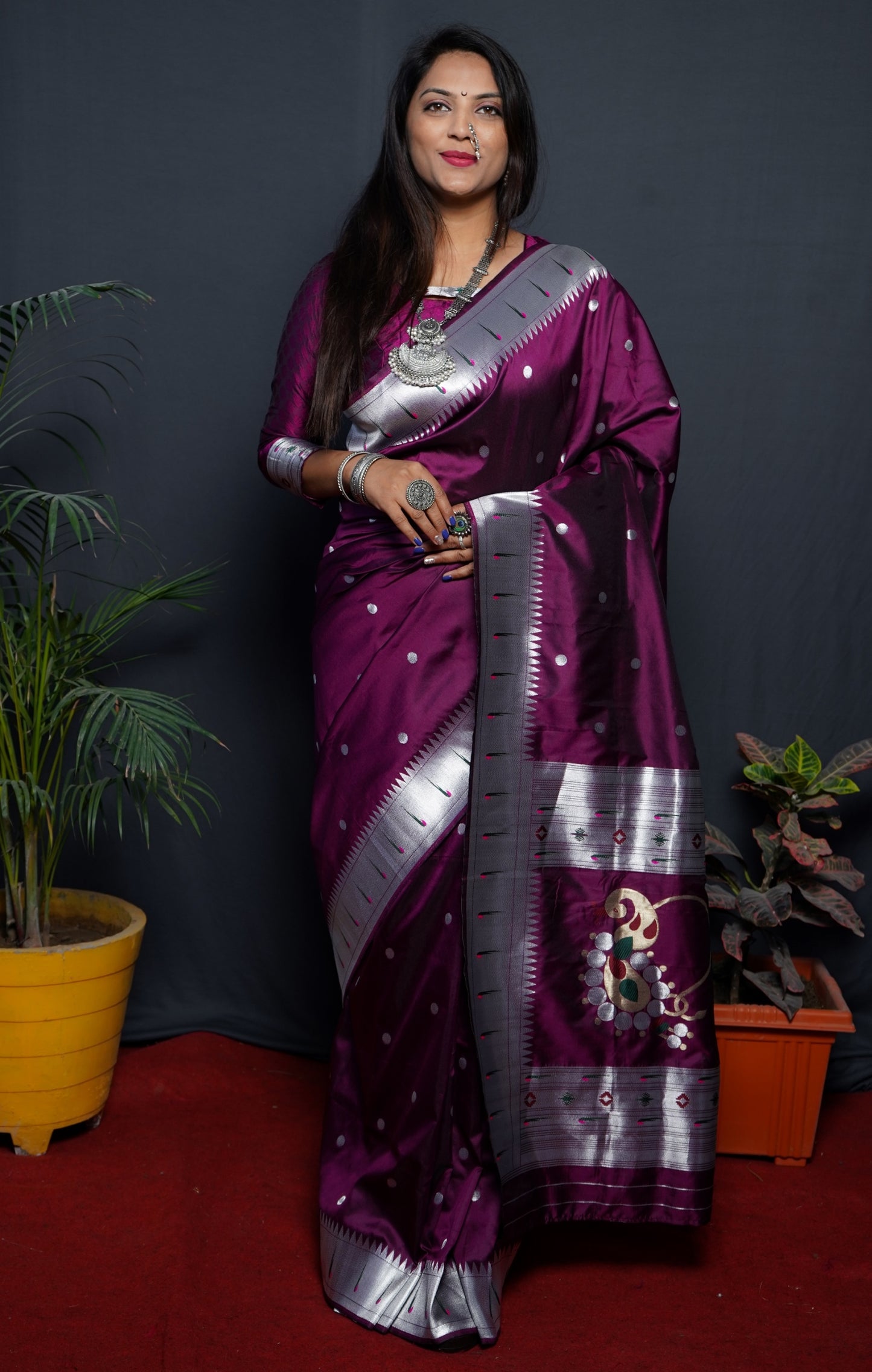 Wine Kanjivaram Pure Soft Semi Silk Saree With Unstiched Attractive Blouse Piece