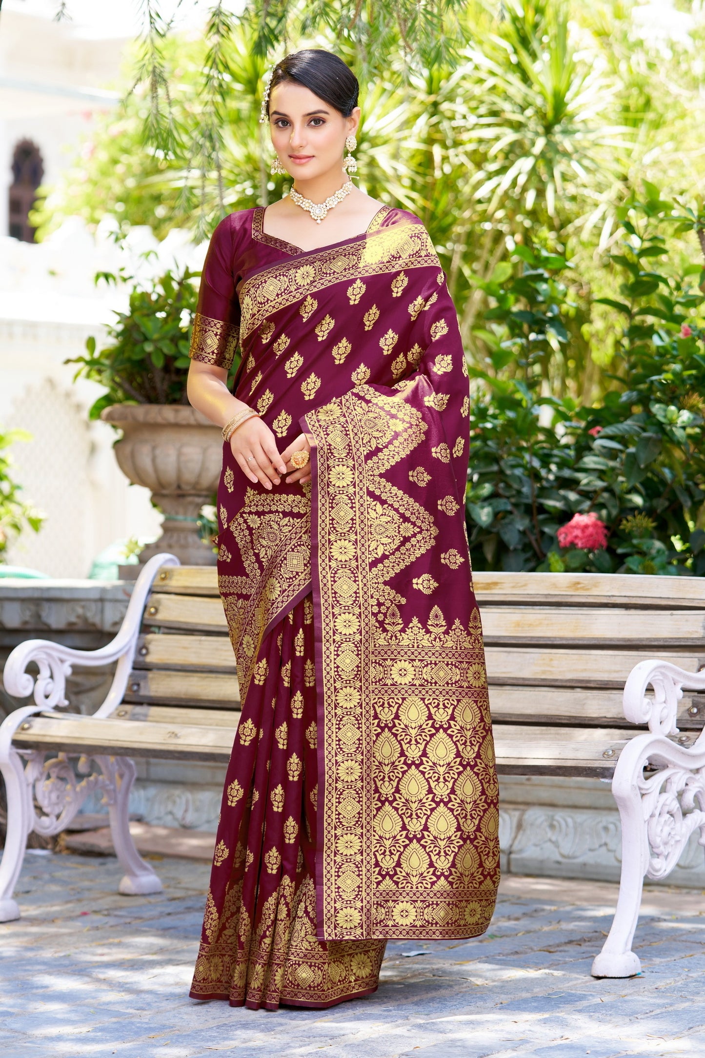 Wine Pure Soft Silk Saree With Engrossing Blouse Piece