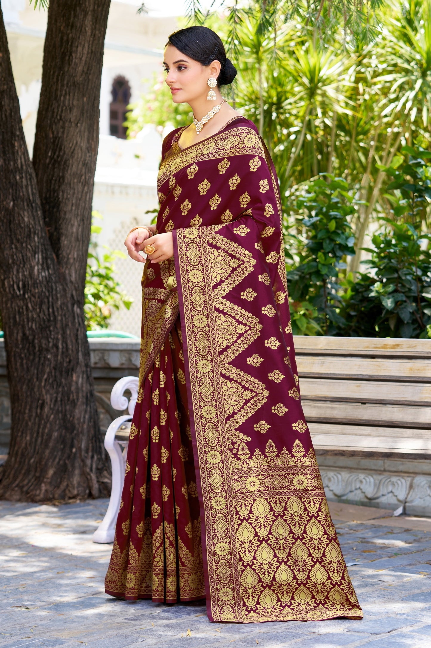 Wine Pure Soft Silk Saree With Engrossing Blouse Piece