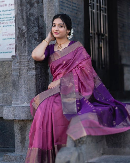 Light Peach Pure Soft Semi-Silk Saree Stylish Blouse Piece