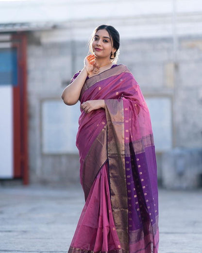 Light Peach Pure Soft Semi-Silk Saree Stylish Blouse Piece