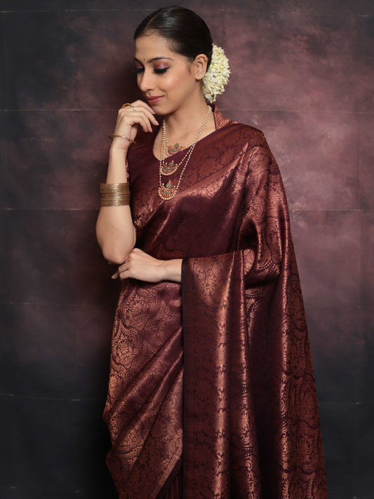 Maroon Pure Soft Semi Silk Saree With Attractive Blouse Piece