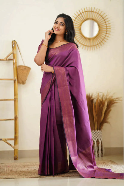 Magenta Pure Soft Semi Silk Saree With Moiety Blouse Piece