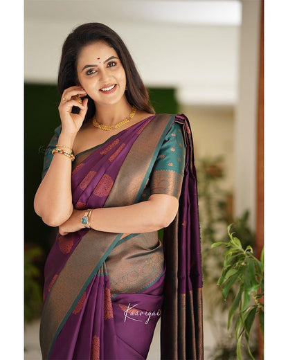 Magenta Pure Soft Silk Saree With Attractive Blouse Piece