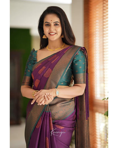 Magenta Pure Soft Silk Saree With Attractive Blouse Piece