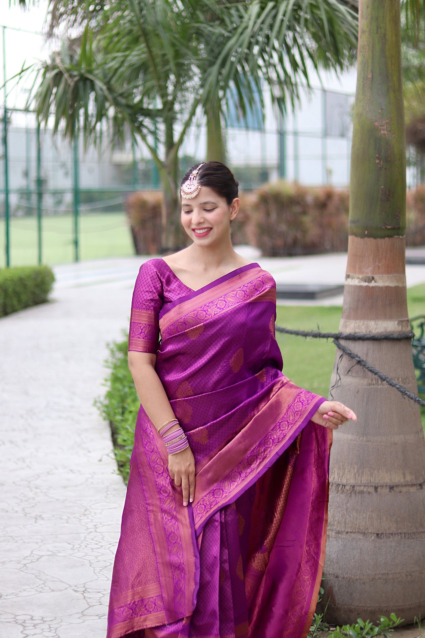 Magenta With Copper Zari Combination Pure Soft Silk Saree Stylish Blouse Piece