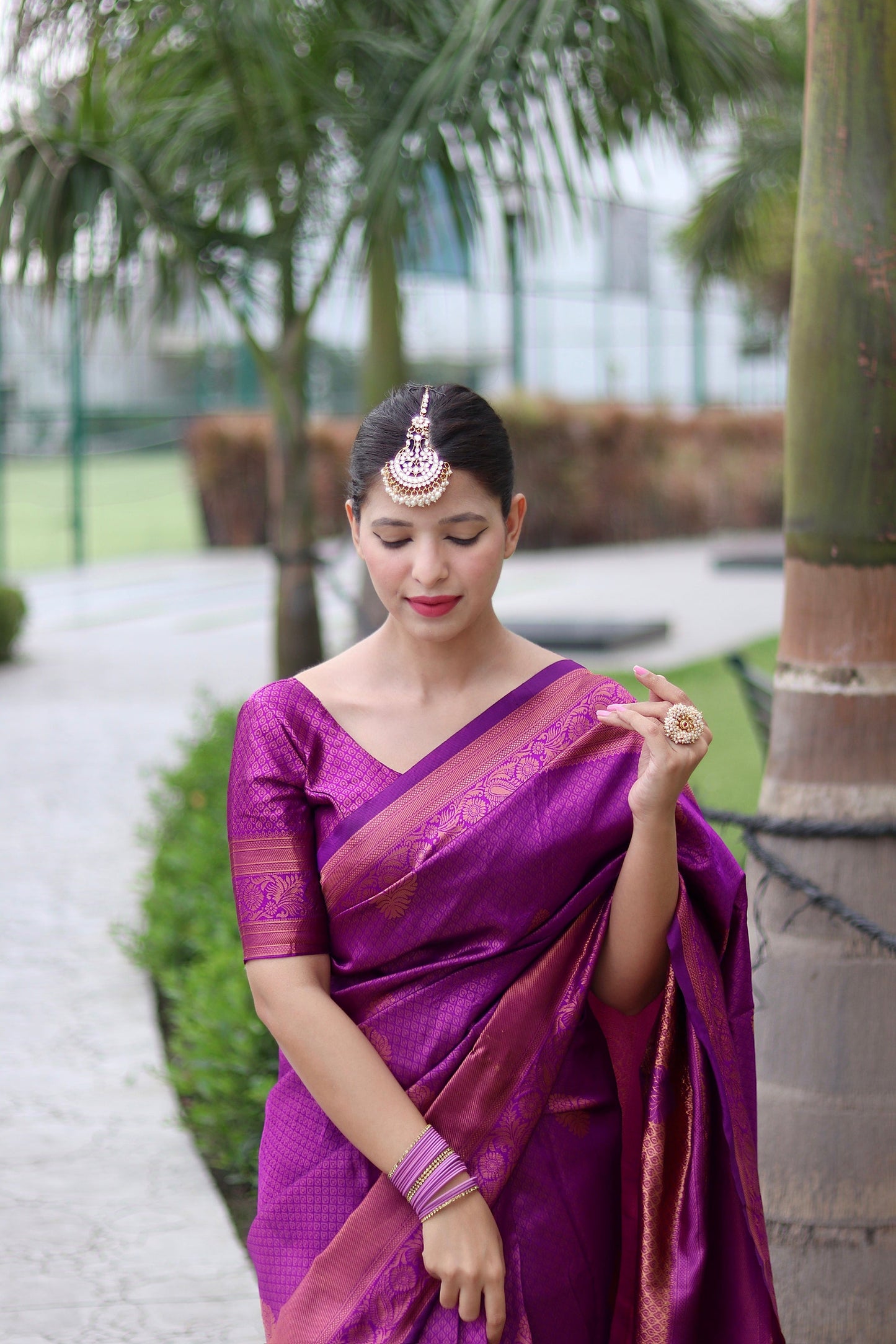 Magenta With Copper Zari Combination Pure Soft Silk Saree Stylish Blouse Piece