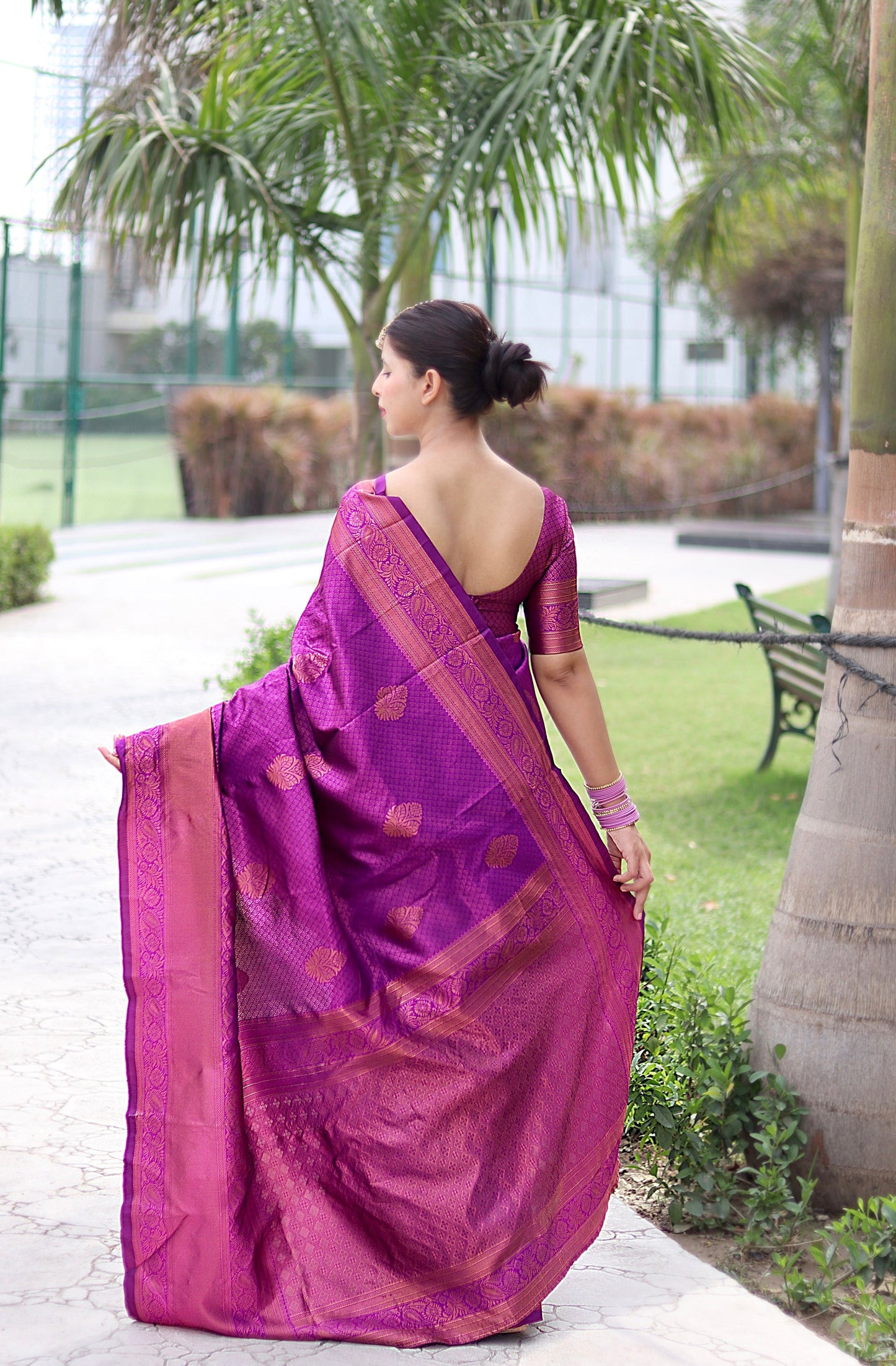 Magenta With Copper Zari Combination Pure Soft Silk Saree Stylish Blouse Piece