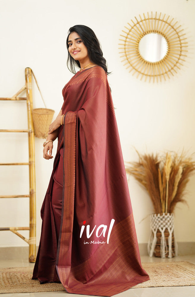 Maroon Pure Soft Silk Semi Saree With Lovely Blouse Piece