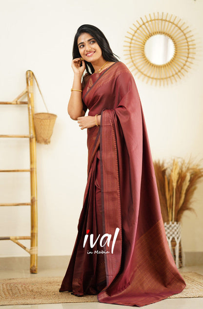 Maroon Pure Soft Silk Semi Saree With Lovely Blouse Piece