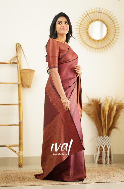 Maroon Pure Soft Silk Semi Saree With Lovely Blouse Piece