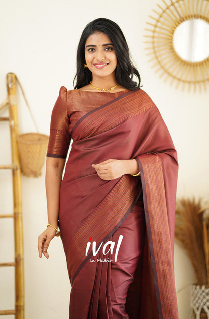 Maroon Pure Soft Silk Semi Saree With Lovely Blouse Piece