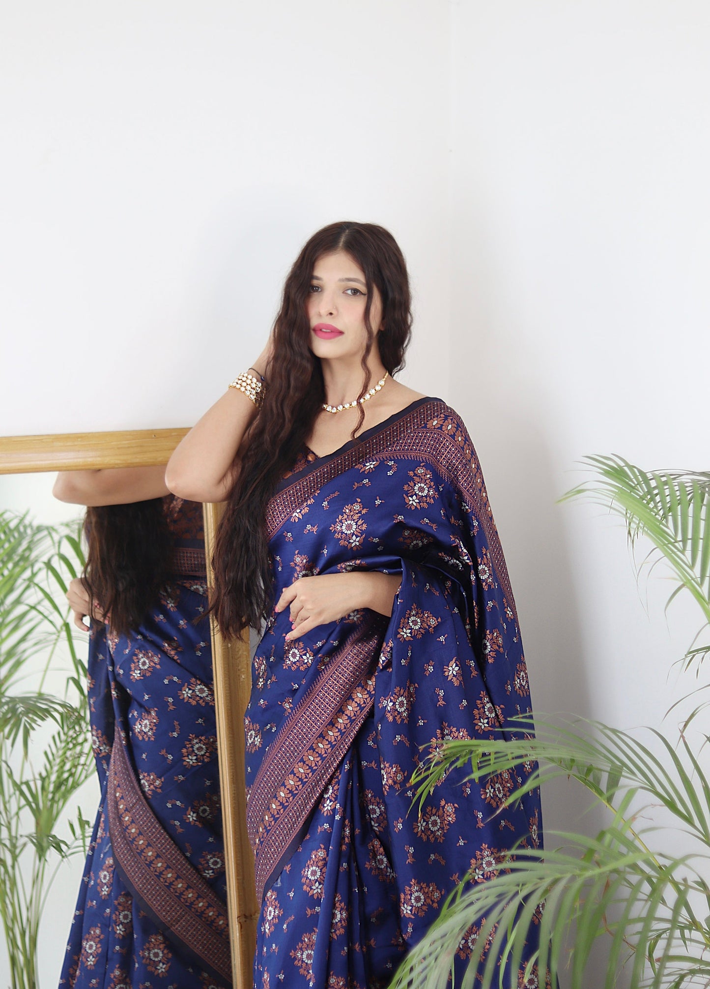 Blue Pure Soft Silk Saree With Twirling Blouse Piece