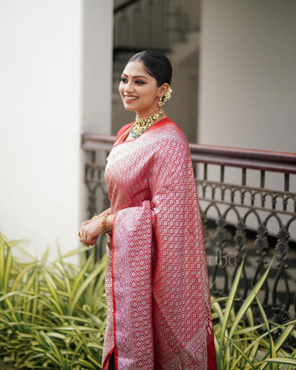 Light Peach Pure Soft Semi-Silk Saree Stylish Blouse Piece