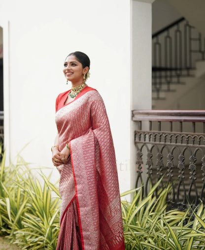 Light Peach Pure Soft Semi-Silk Saree Stylish Blouse Piece