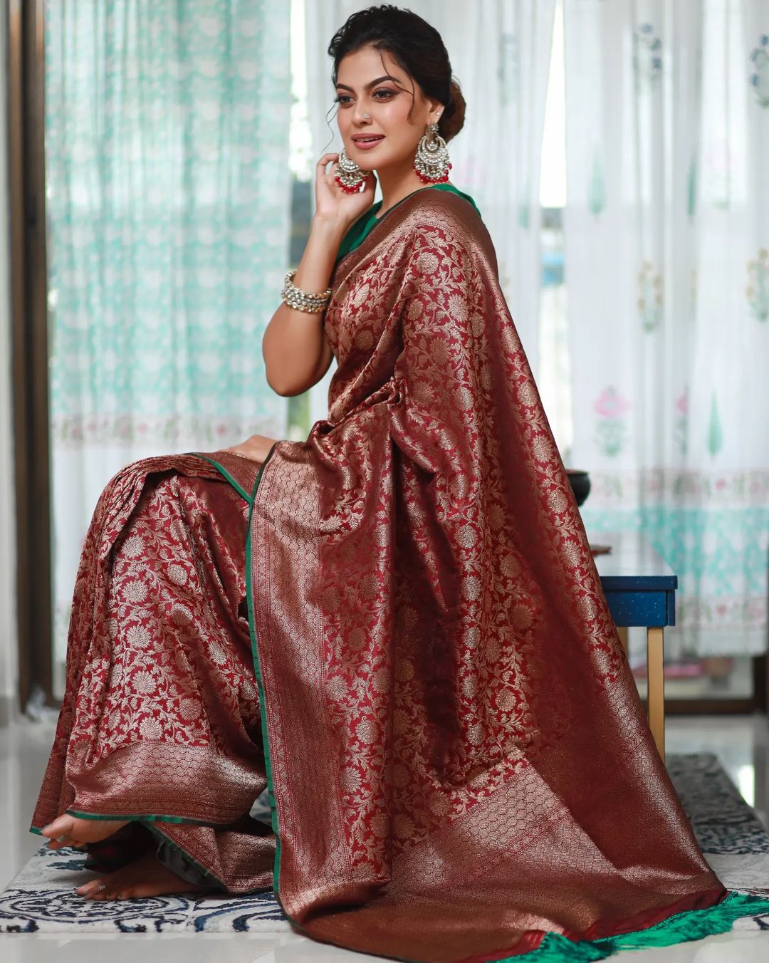 Maroon Pure Soft Silk Saree With Lovely Blouse Piece