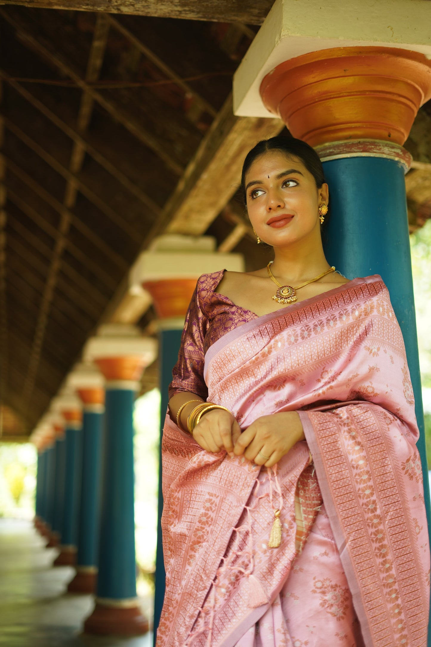 Baby Pink Pure Soft Silk Saree With Twirling Blouse Piece