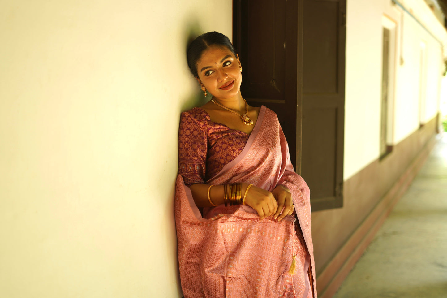 Baby Pink Pure Soft Silk Saree With Twirling Blouse Piece