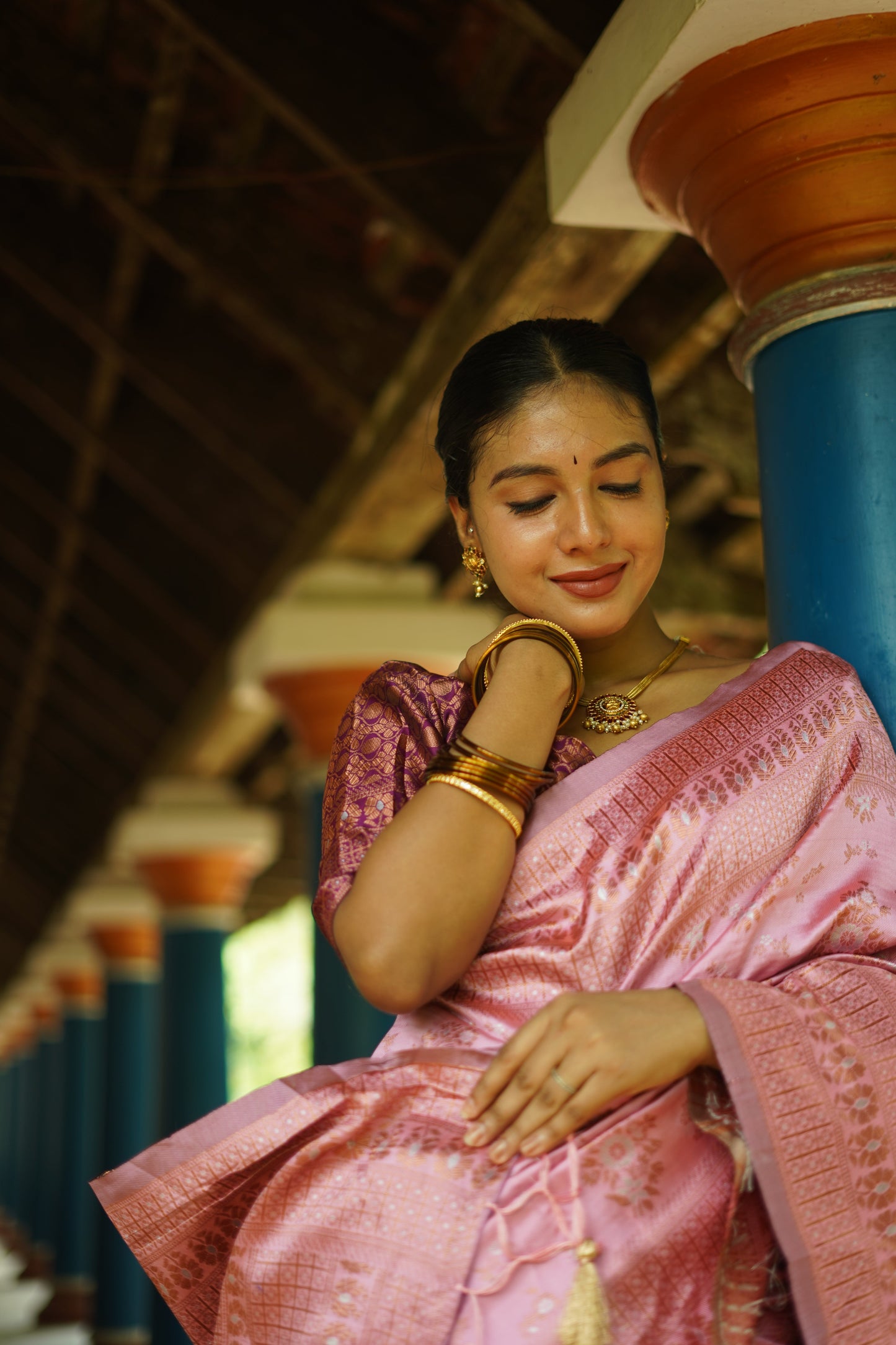 Baby Pink Pure Soft Silk Saree With Twirling Blouse Piece