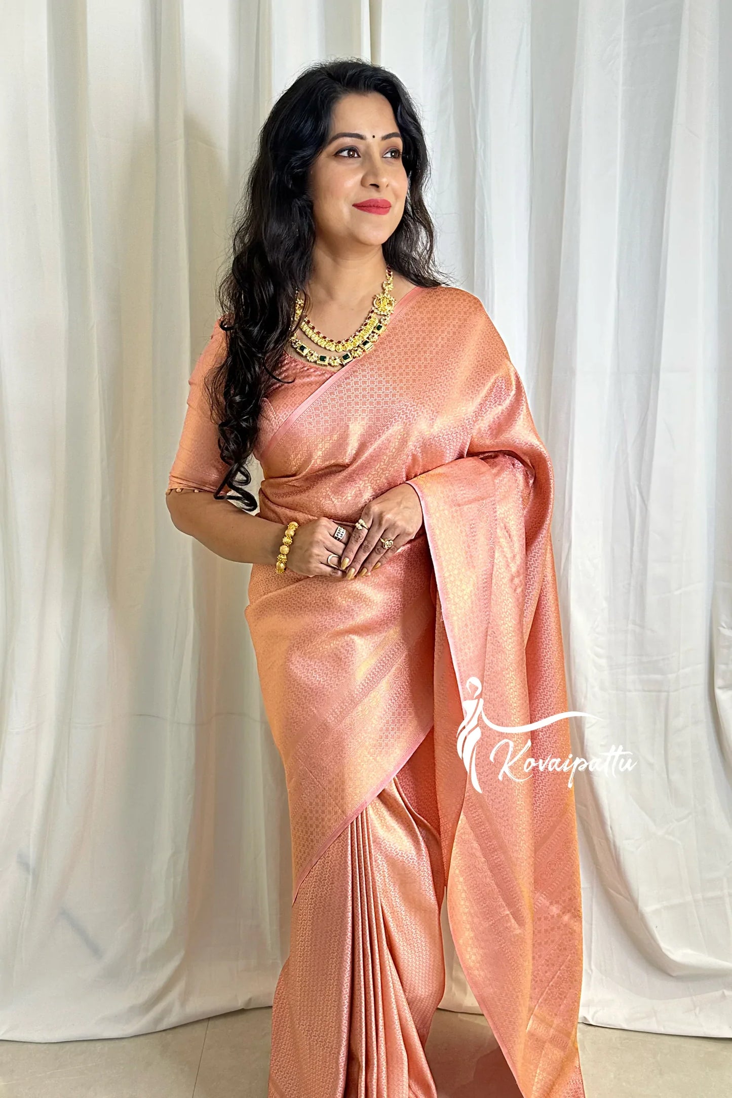 Peach Pure Soft Silk Saree With Attractive Blouse Piece