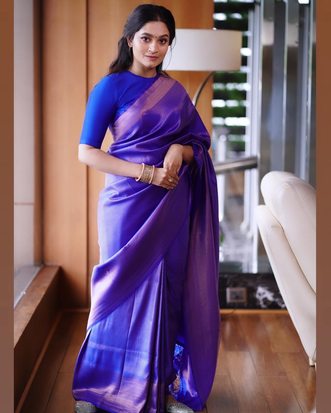 Blue Pure Soft Silk Saree With Twirling Blouse Piece