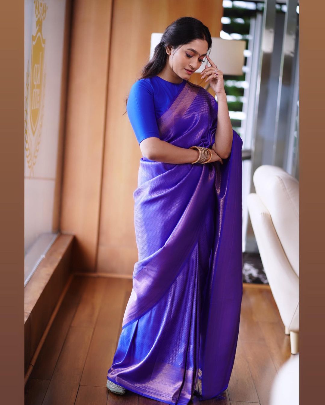 Blue Pure Soft Silk Saree With Twirling Blouse Piece