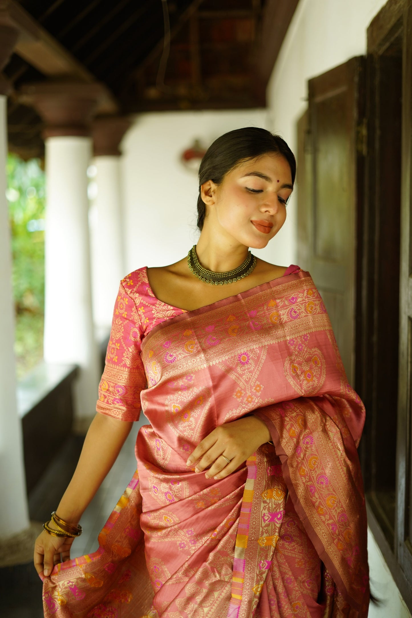 Orchid Pink Pure Soft Silk Saree With Twirling Blouse Piece