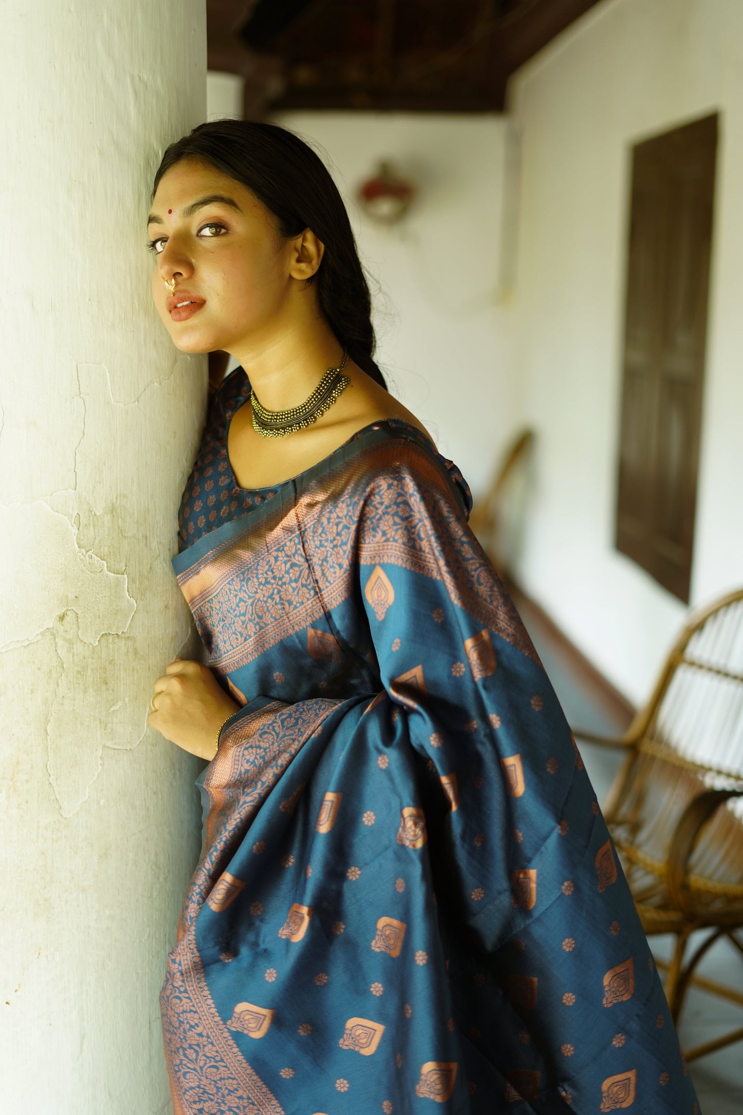 Blue Pure Soft Silk Saree With Twirling Blouse Piece