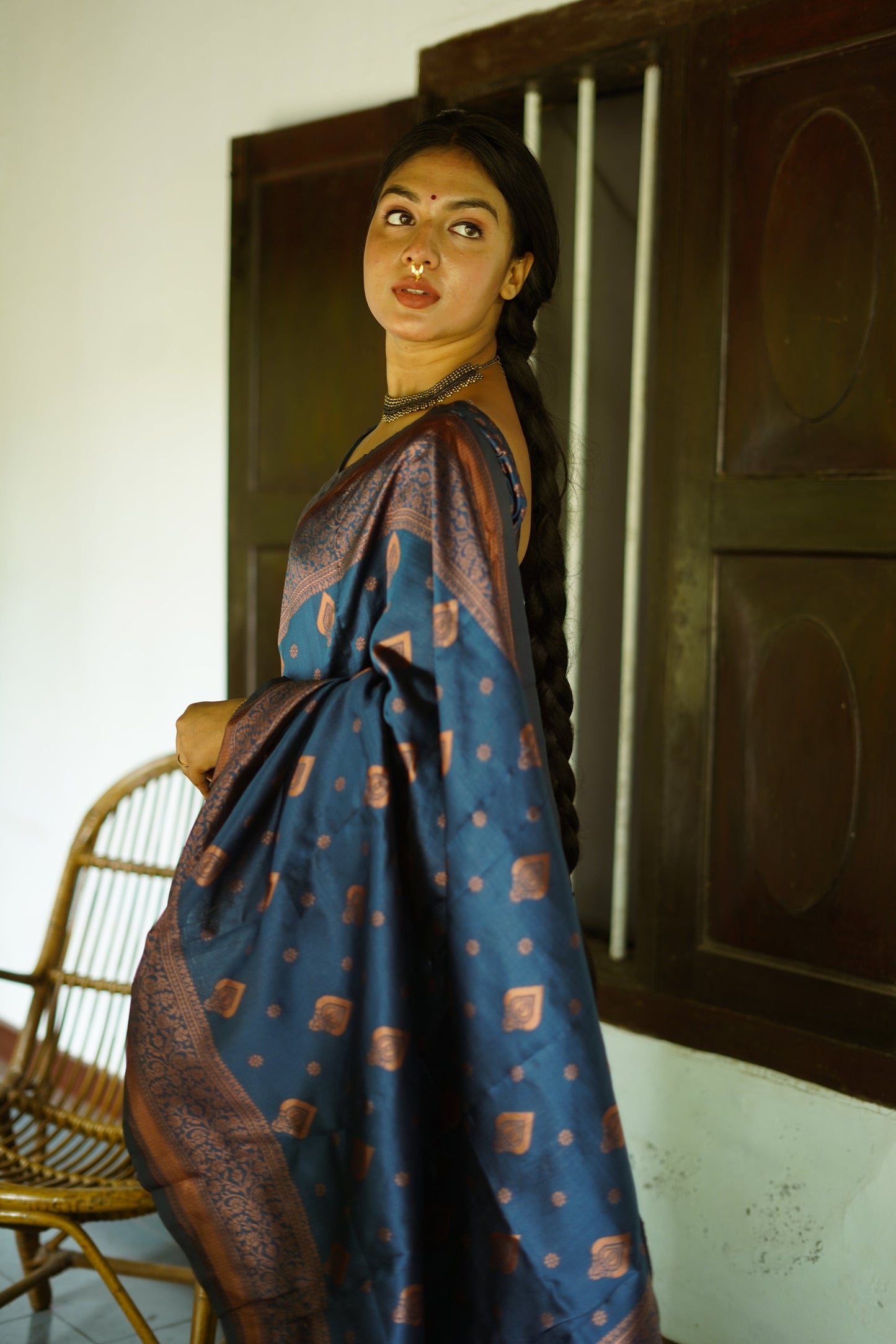 Blue Pure Soft Silk Saree With Twirling Blouse Piece