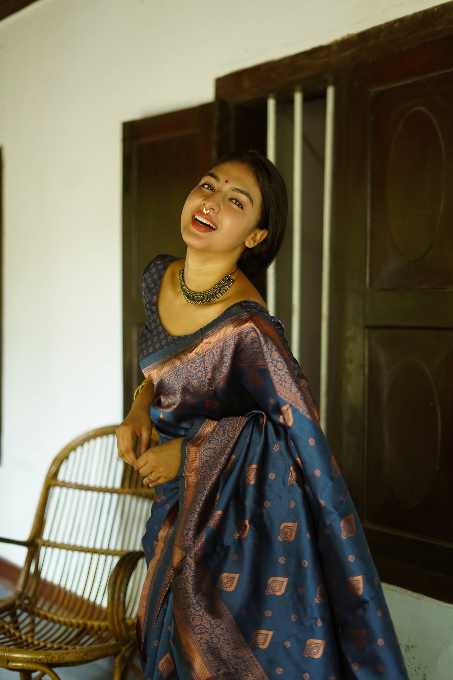 Blue Pure Soft Silk Saree With Twirling Blouse Piece