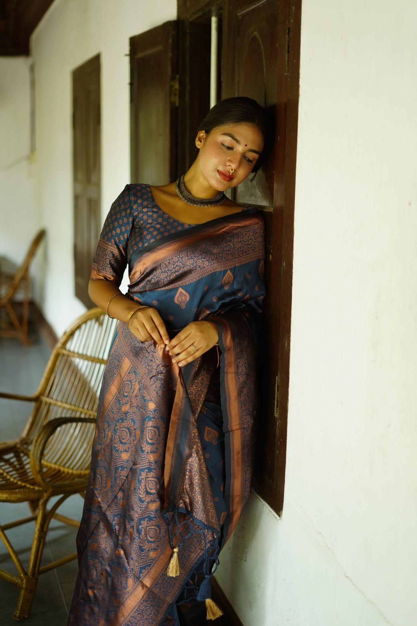 Blue Pure Soft Silk Saree With Twirling Blouse Piece