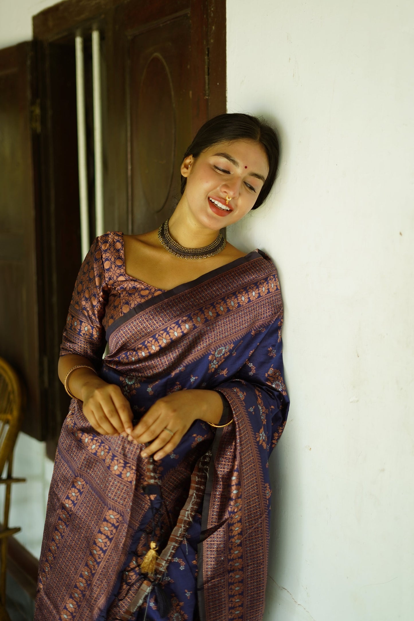 Blue Pure Soft Silk Saree With Twirling Blouse Piece