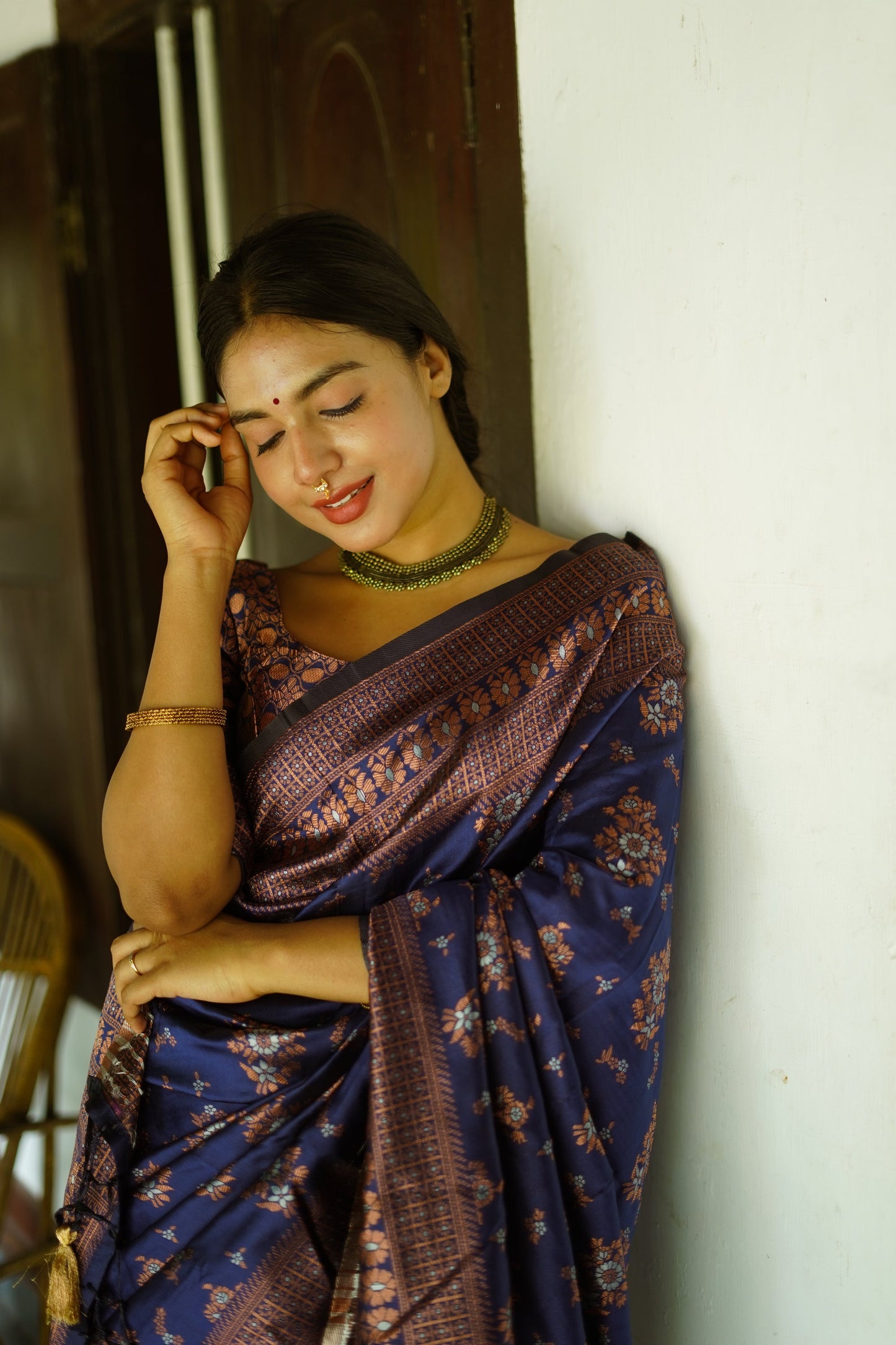 Blue Pure Soft Silk Saree With Twirling Blouse Piece