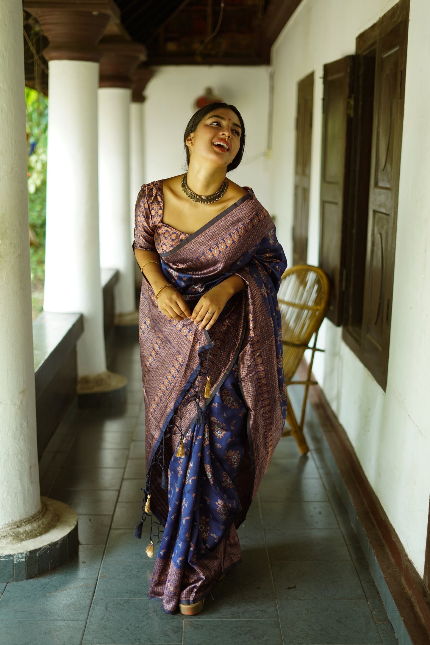 Blue Pure Soft Silk Saree With Twirling Blouse Piece