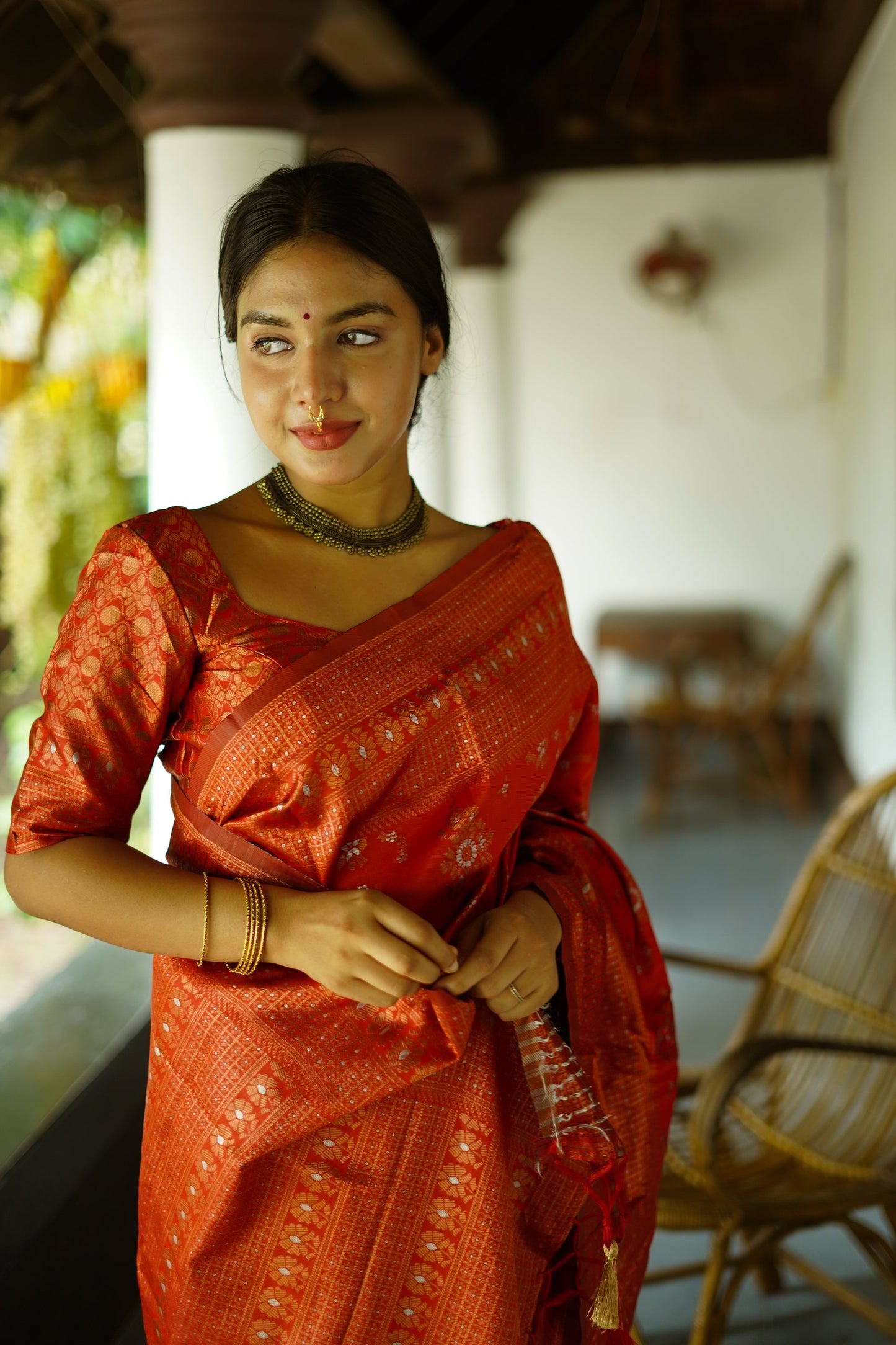 Red Pure Soft Silk Saree With Twirling Blouse Piece