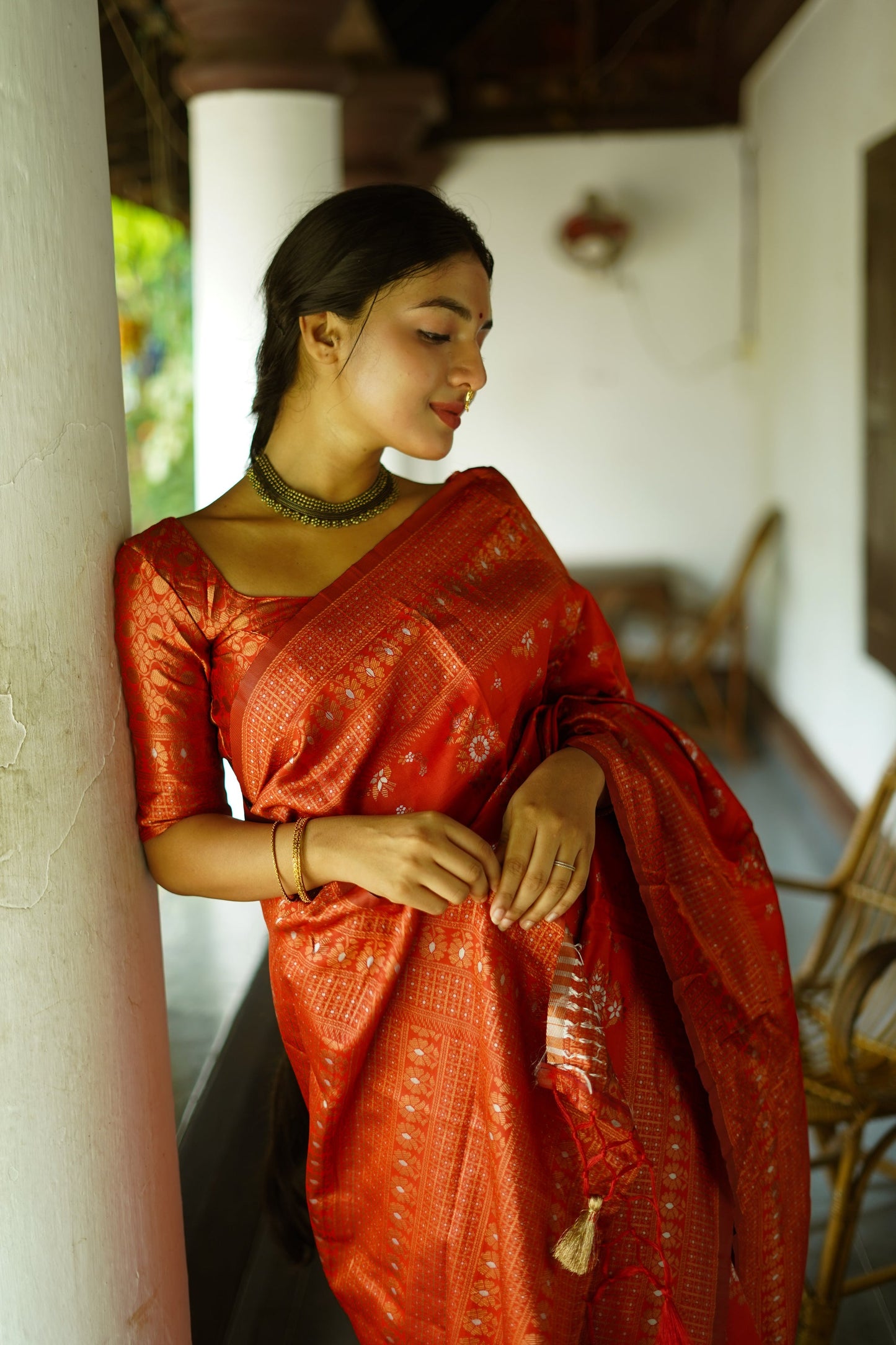 Red Pure Soft Silk Saree With Twirling Blouse Piece