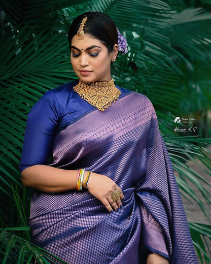 Royal Blue Pure Semi Silk Saree.