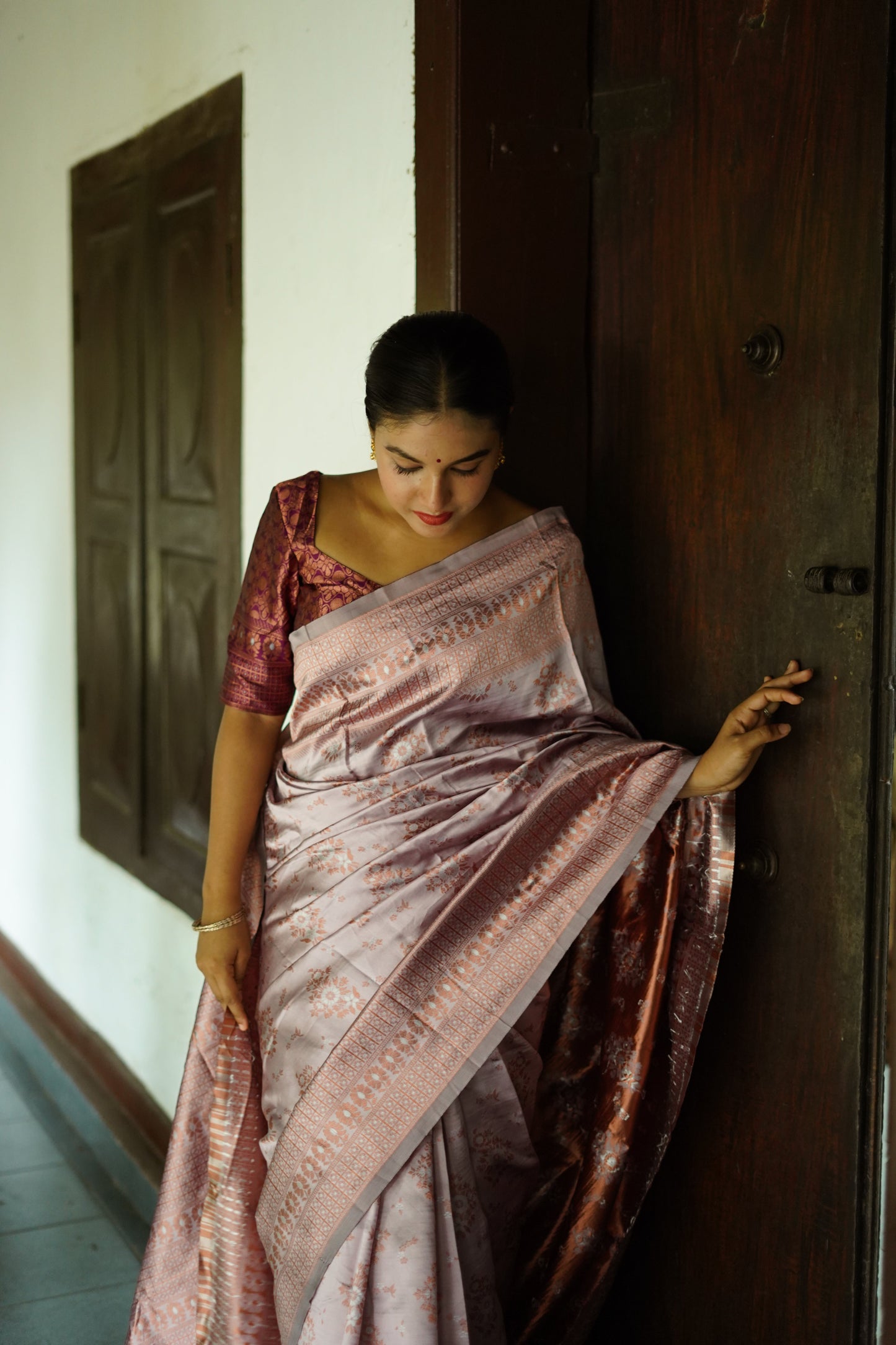 Lavender Pure Soft Silk Saree With Twirling Blouse Piece