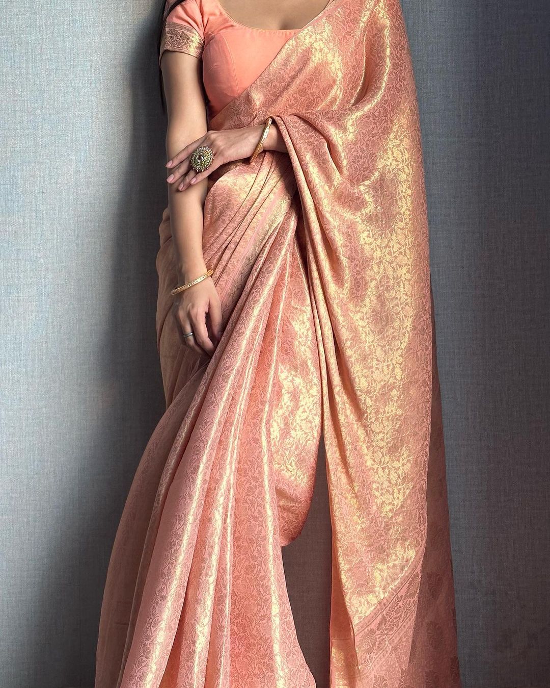 Peach Pure Soft Semi Silk Saree With Attractive Blouse Piece