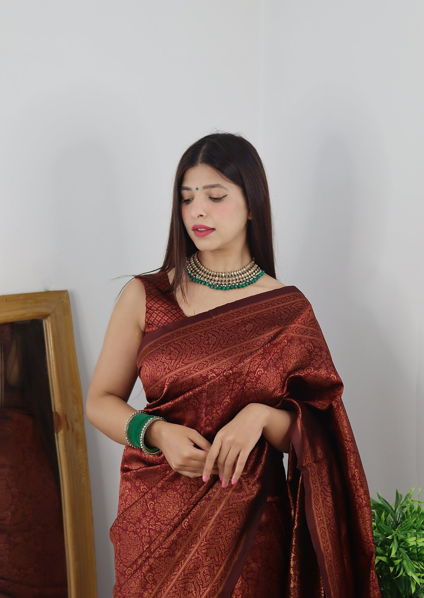 Maroon Pure Soft Silk Saree With Tempting Heavy Brocade Blouse Piece