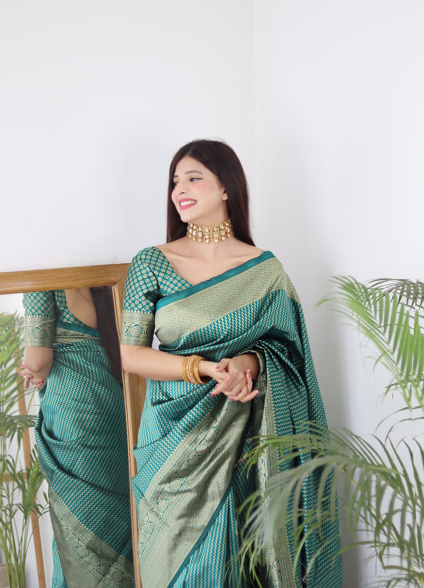 Light Green Pure Soft Silk Saree Stylish Blouse Piece