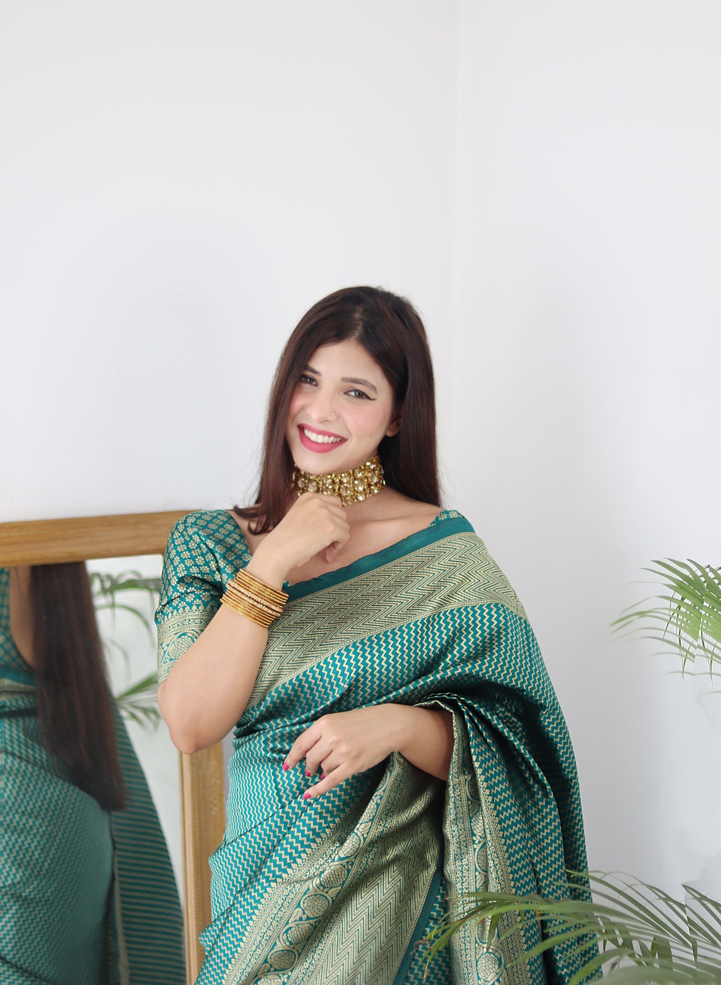 Light Green Pure Soft Silk Saree Stylish Blouse Piece