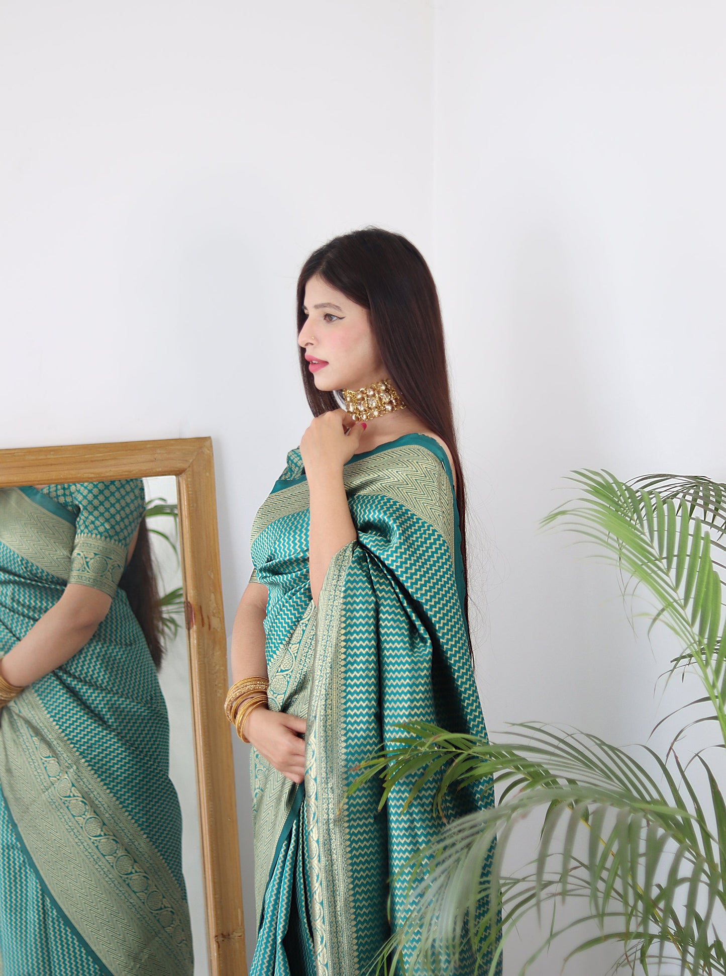 Light Green Pure Soft Silk Saree Stylish Blouse Piece