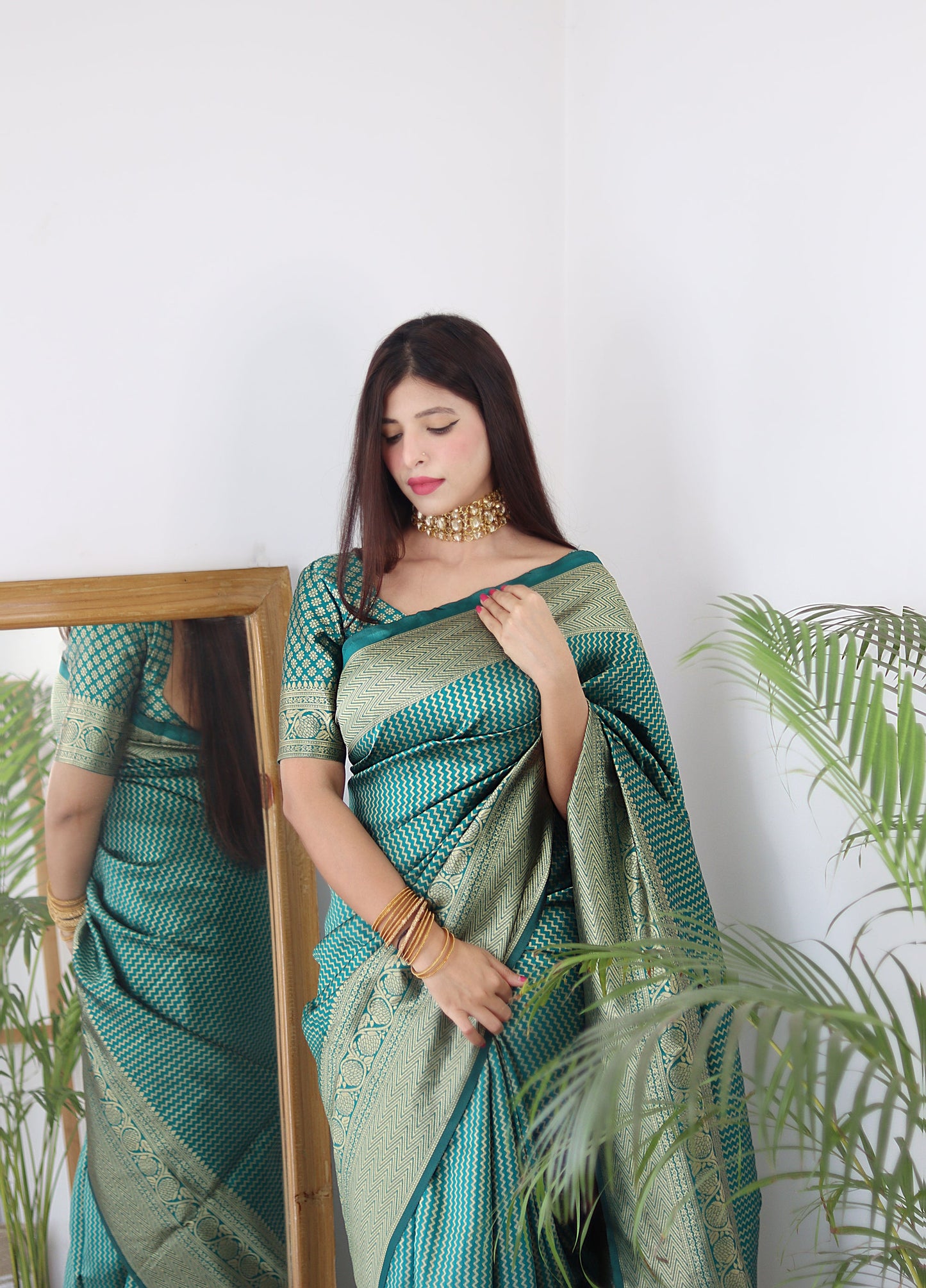 Light Green Pure Soft Silk Saree Stylish Blouse Piece