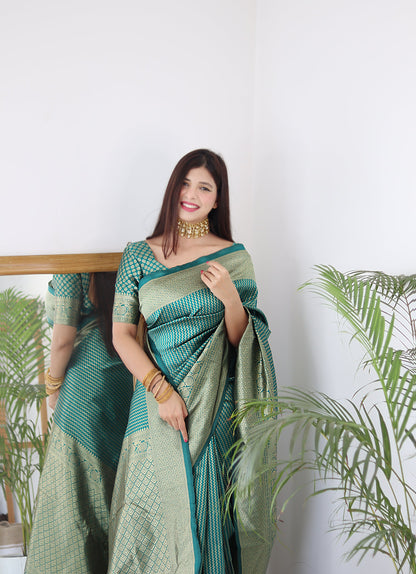 Light Green Pure Soft Silk Saree Stylish Blouse Piece