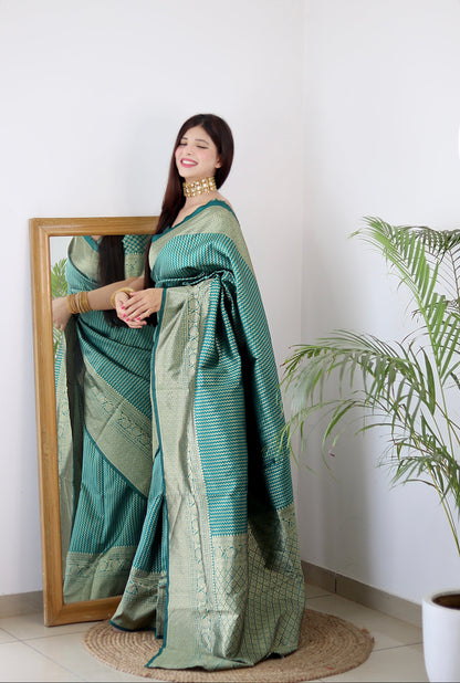 Light Green Pure Soft Silk Saree Stylish Blouse Piece